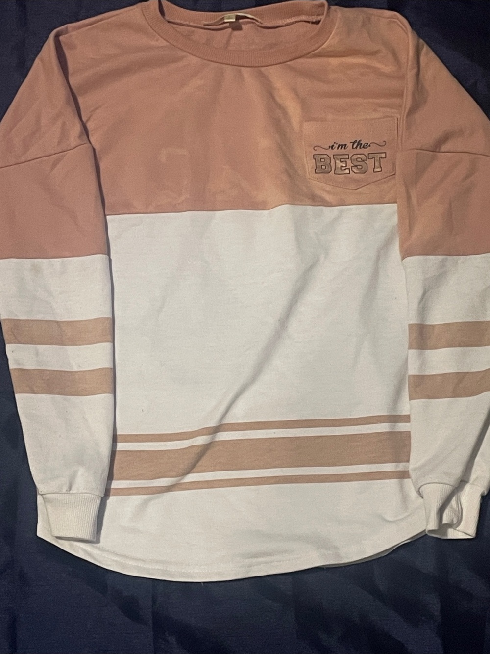Girls size small Wishful Park Two-Tone Pink and White Long Sleeve Sweatshirt